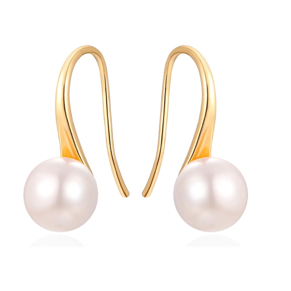 Anthropologie AAA+ 7.5-8mm White Freshwater Cultured Pearl Dangle Drop Earrings